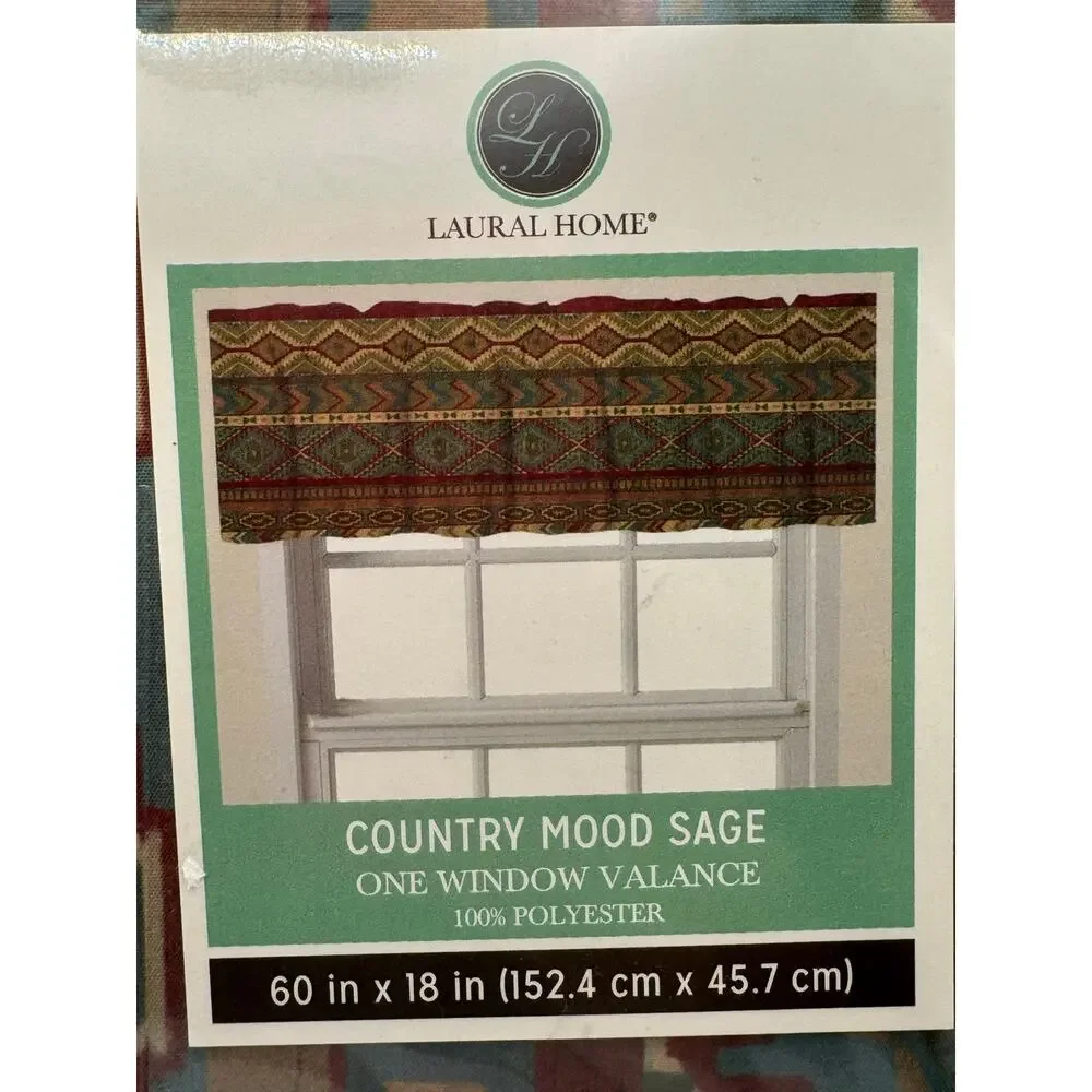 Laural Home Country Mood Sage Window Valance 100 % Polyester Size 60 X 18 Inch
